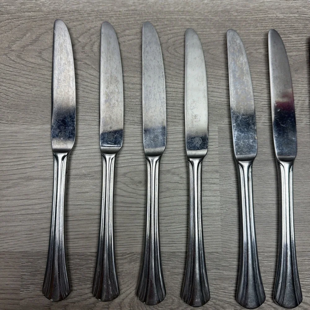 Pfaltzgraff Stainless Steel Dinner Knife Glossy Silverware Flatware Lot Of 7